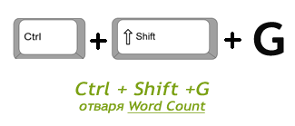 Клавишна комбинация за Word Count